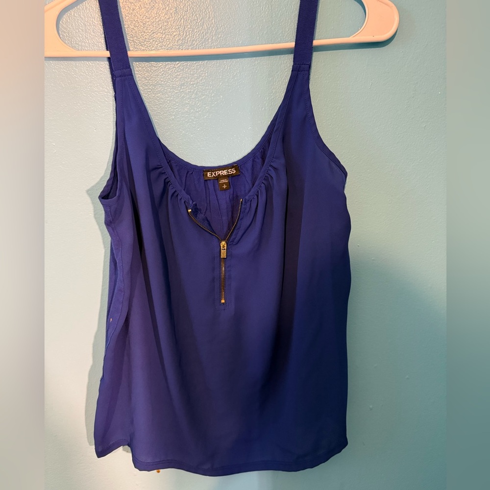 Express Women's Royal Blue Tank Top with Zipper